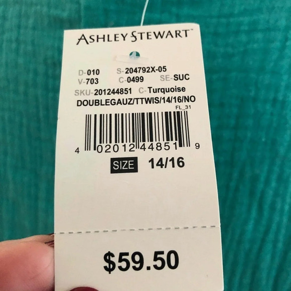 NWT Ashley Stewart Size 14/16 Gauzy V Neck Turquoise Swim Cover Up Dress Casual - Picture 5 of 7